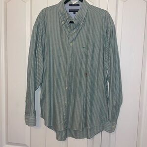 Tommy Hilfiger Green Striped Button Down Shirt